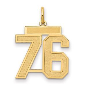14k Yellow Gold, Jersey Collection, Medium Number 76 Pendant
